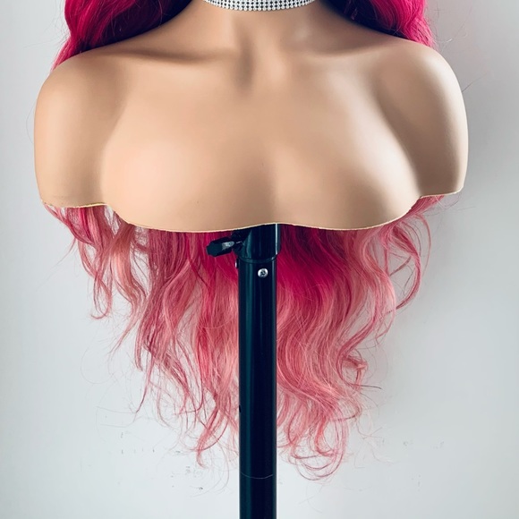 Gorgeous 30” Ombre Pink Fuchsia Synthetic Lace Front Wig - Picture 10 of 14
